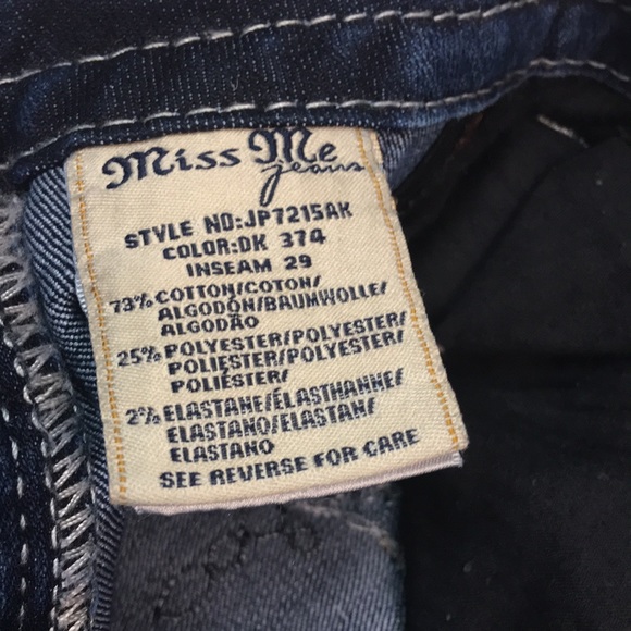 Miss Me Women’s Signature Ankle Skinny Blue Jean with Sequins Rhinestones. Sz 28 - Picture 7 of 11